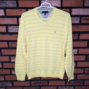Men's Light Cotton Sweater XL Pastel Yellow Vintage Golf Tommy Hilfiger Knit EUC